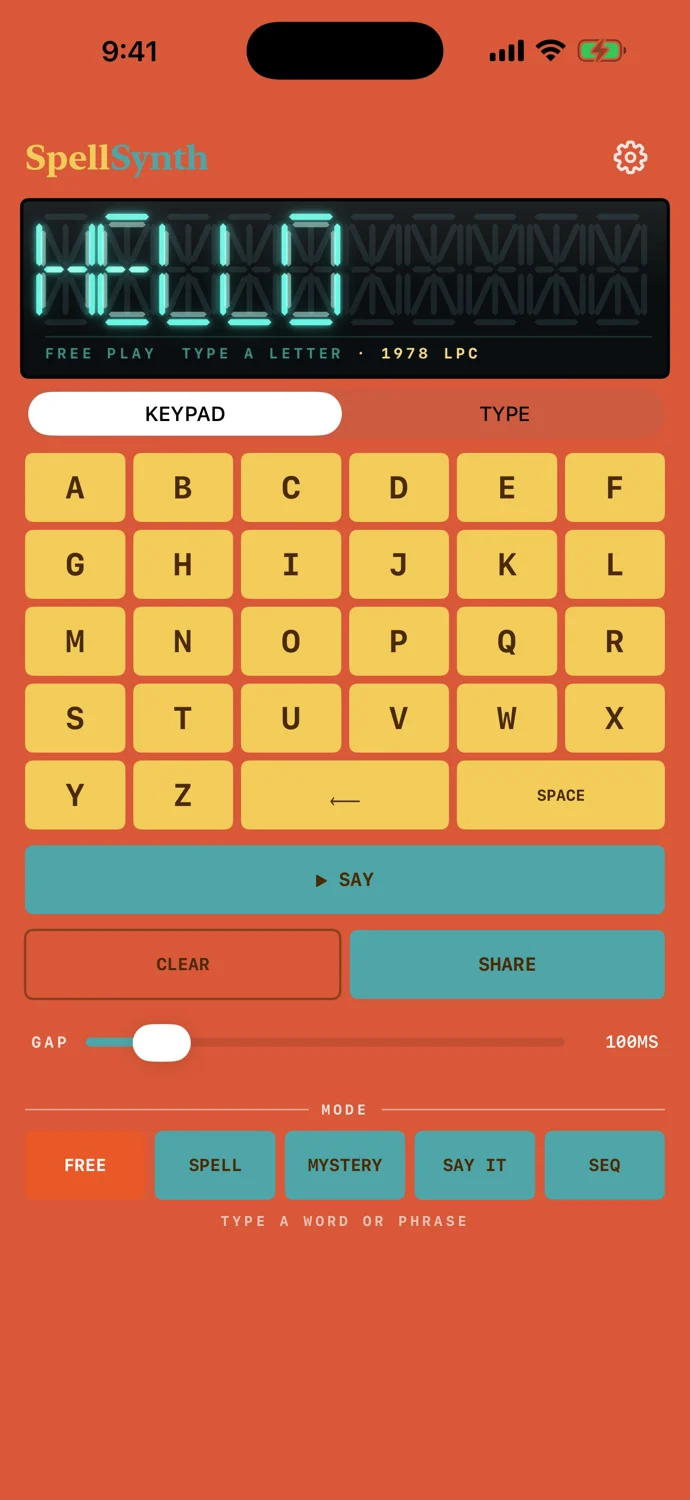 SpellSynth interface